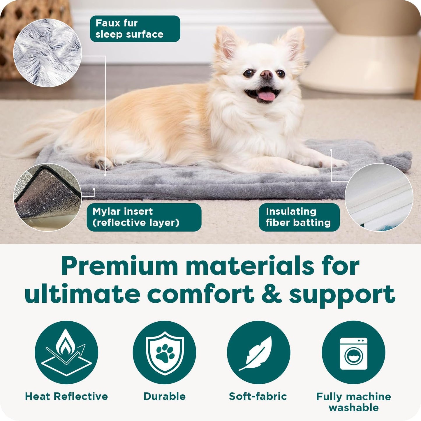 Soft Plush Pet Bed for Cats & Small Dogs - Washable Cozy Cushion