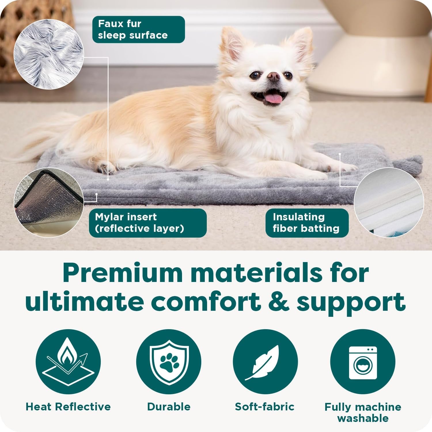 Soft Plush Pet Bed for Cats & Small Dogs - Washable Cozy Cushion