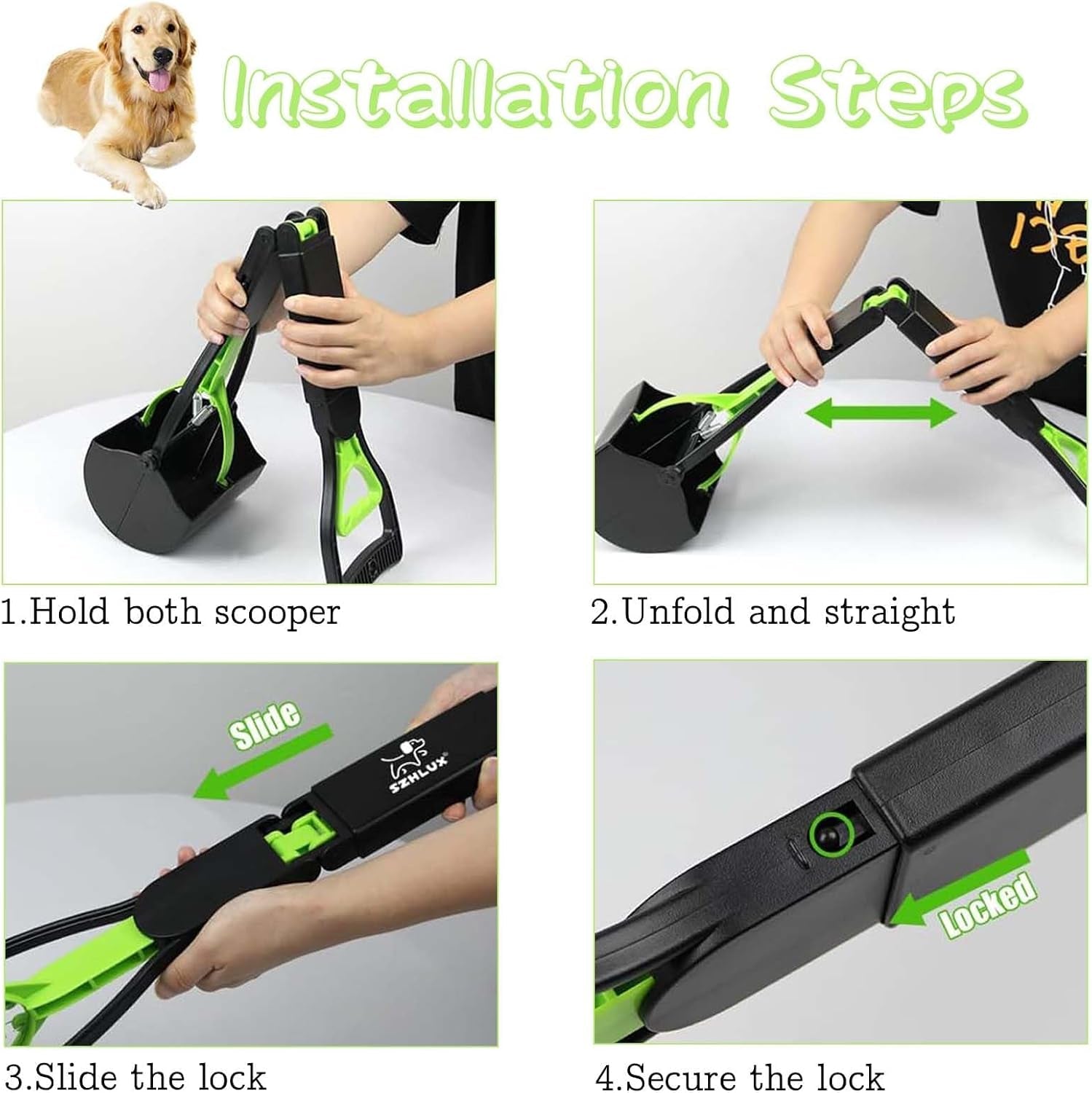 Foldable Dog Poop Scooper with Bag Dispenser