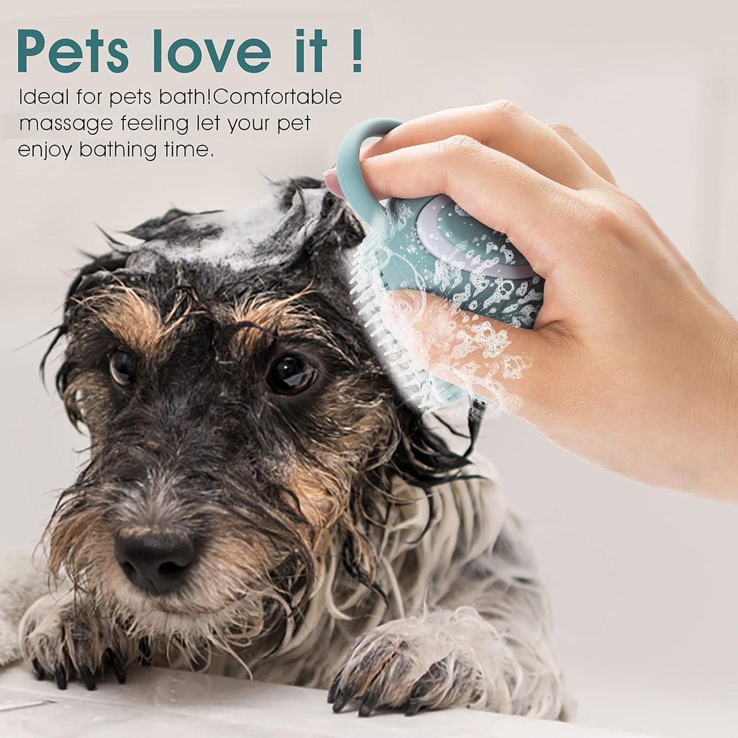 Hund Katze Bad Bürste Kamm, Silikon Puppy Grooming Brush | Soft Pet Reinigung Massage Bürste Shampoo Dispenser Für Beruhigende Massage Waschen (Blau Pfote Form)