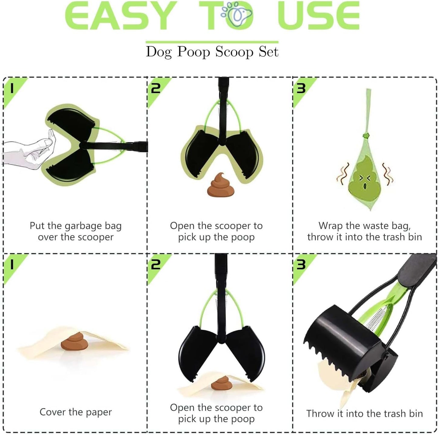 Foldable Dog Poop Scooper with Bag Dispenser