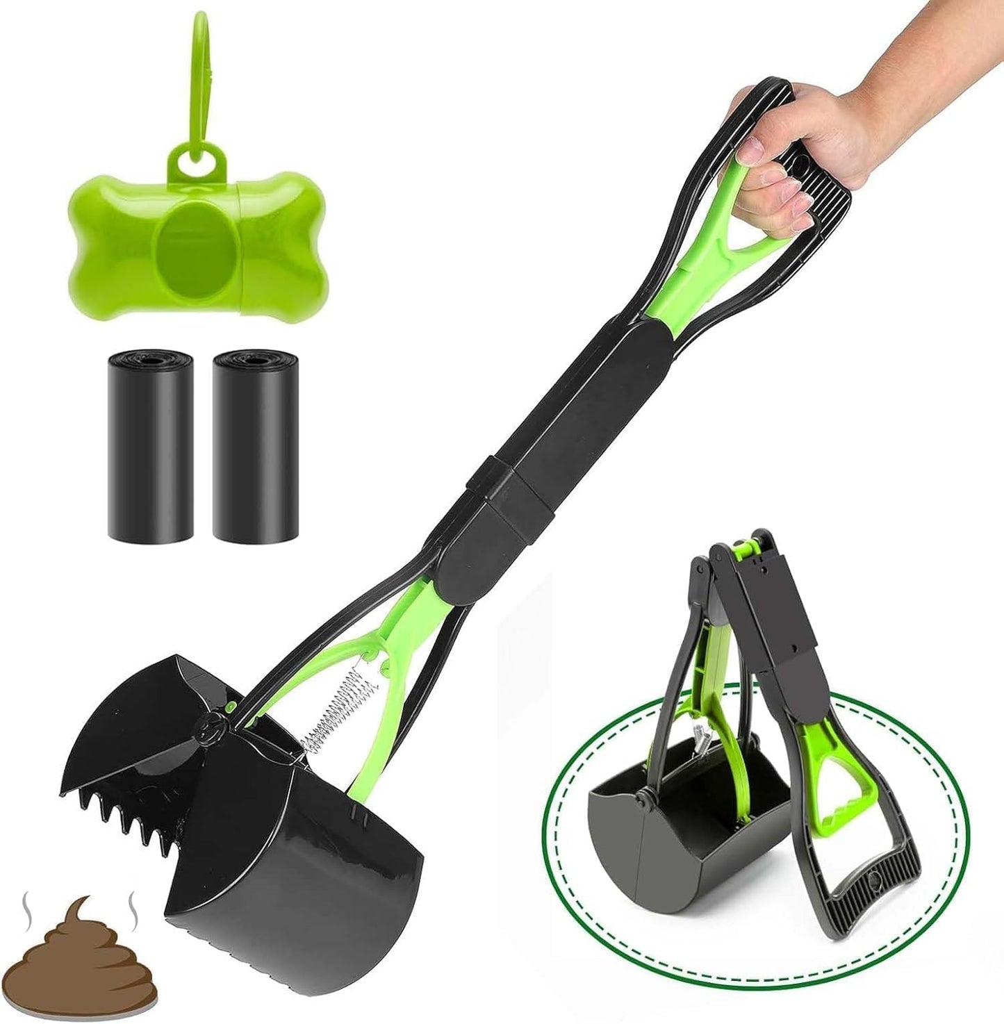 Foldable Dog Poop Scooper with Bag Dispenser