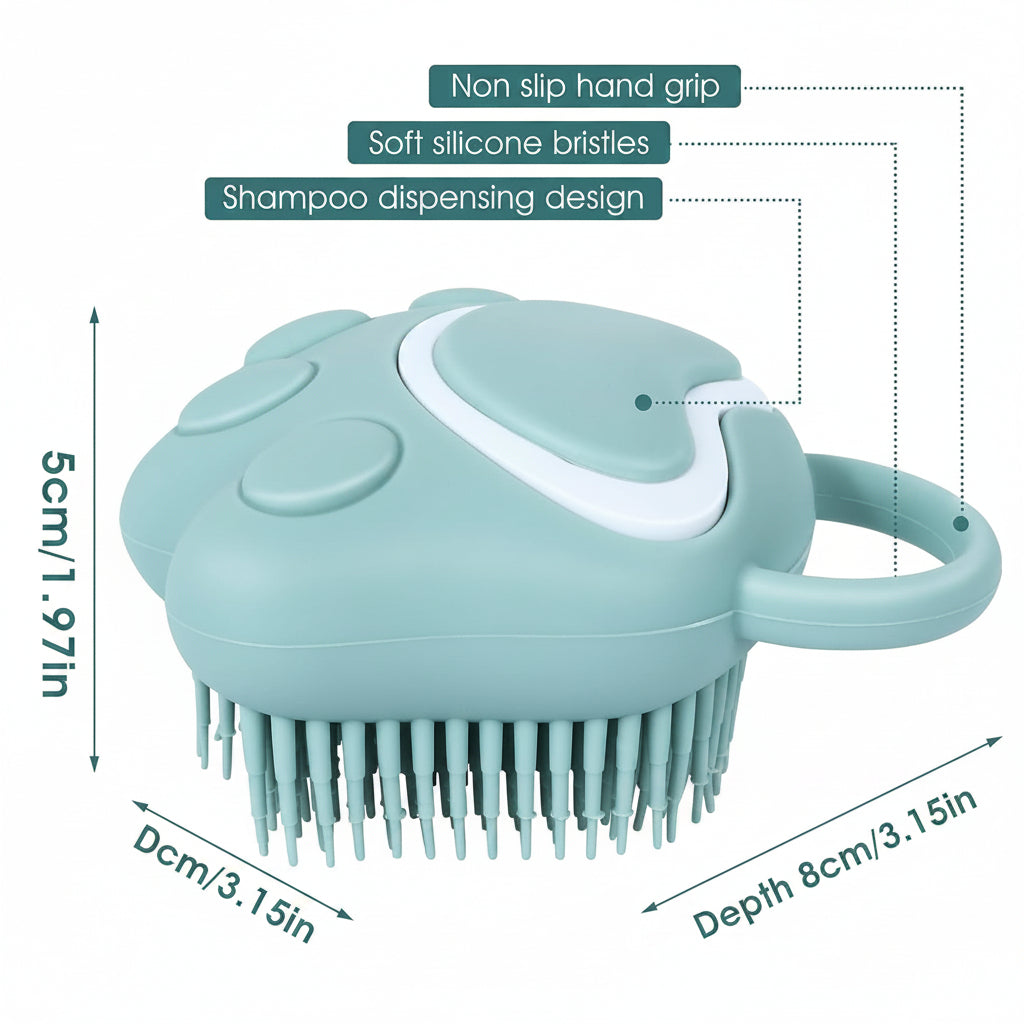 Hund Katze Bad Bürste Kamm, Silikon Puppy Grooming Brush | Soft Pet Reinigung Massage Bürste Shampoo Dispenser Für Beruhigende Massage Waschen (Blau Pfote Form)